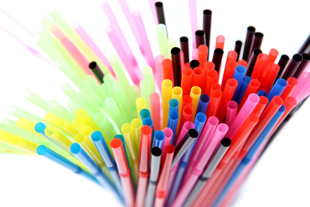 multi coloured plastic straws