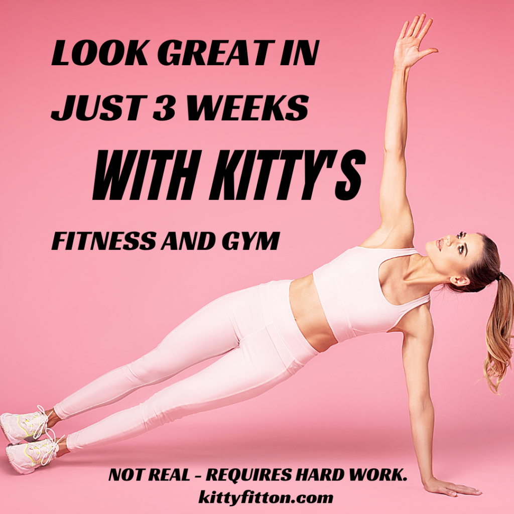 mock advert showing very thin woman doing a side plank.