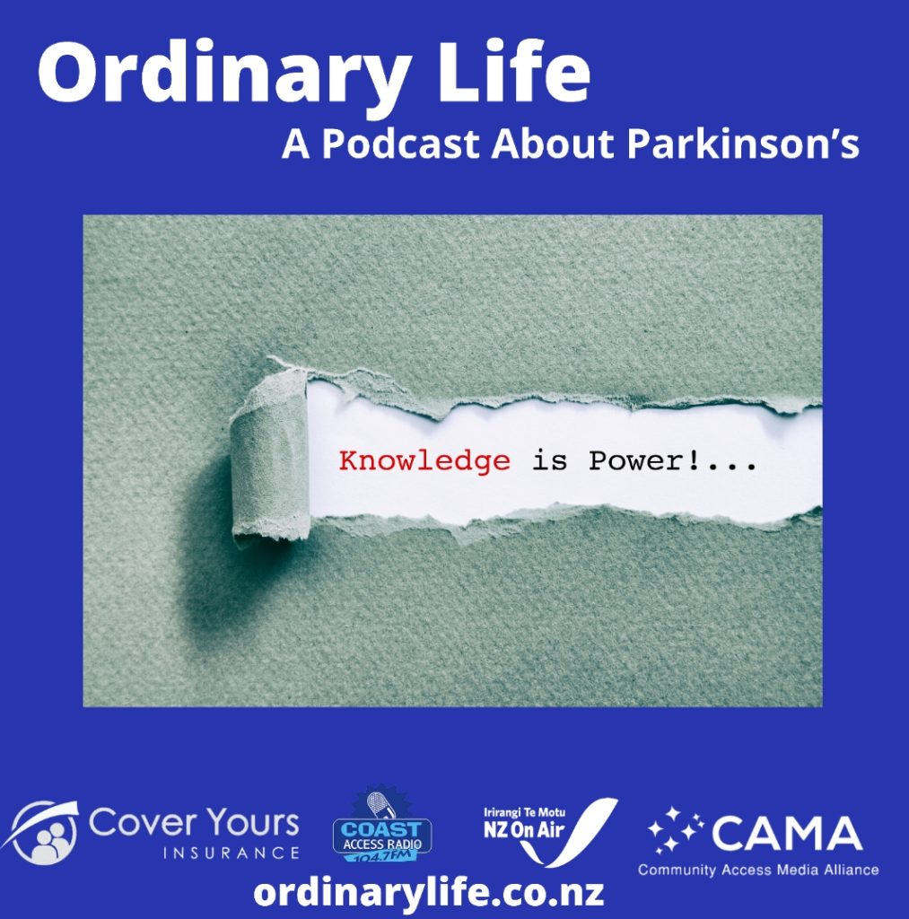 Blue paper with a strip torn away revealing white paper underneath and the words "Knowledge is Power."