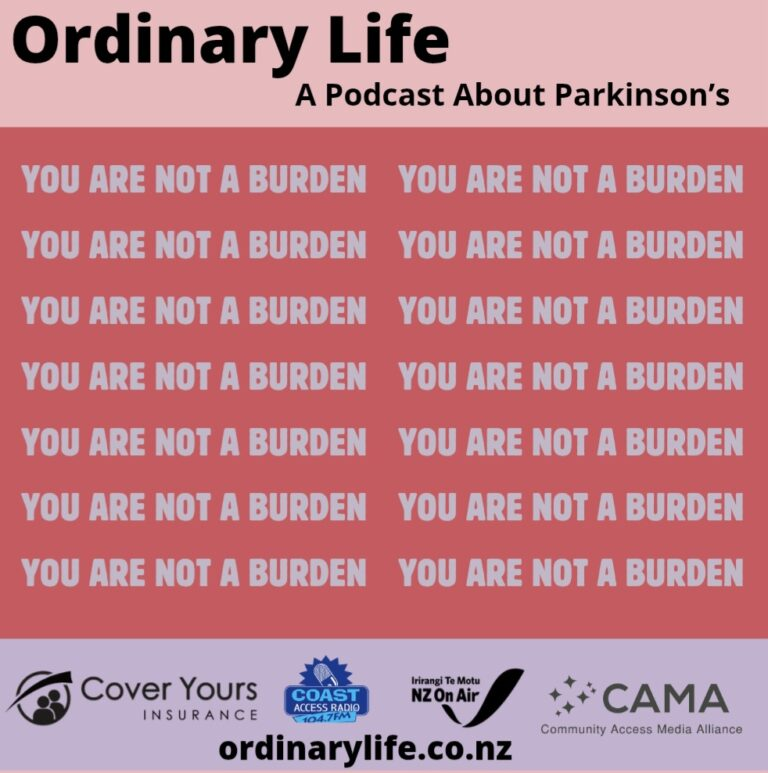pink background with white writing saying "You are not a burden".